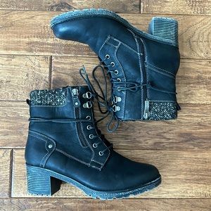 Spring Step Black and Gray Lace-Up Boots